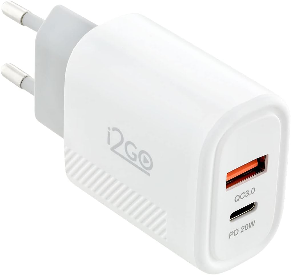 Carregador de Parede Ultra Rápido I2GO PRO 20W USB-C e 18W USB-A